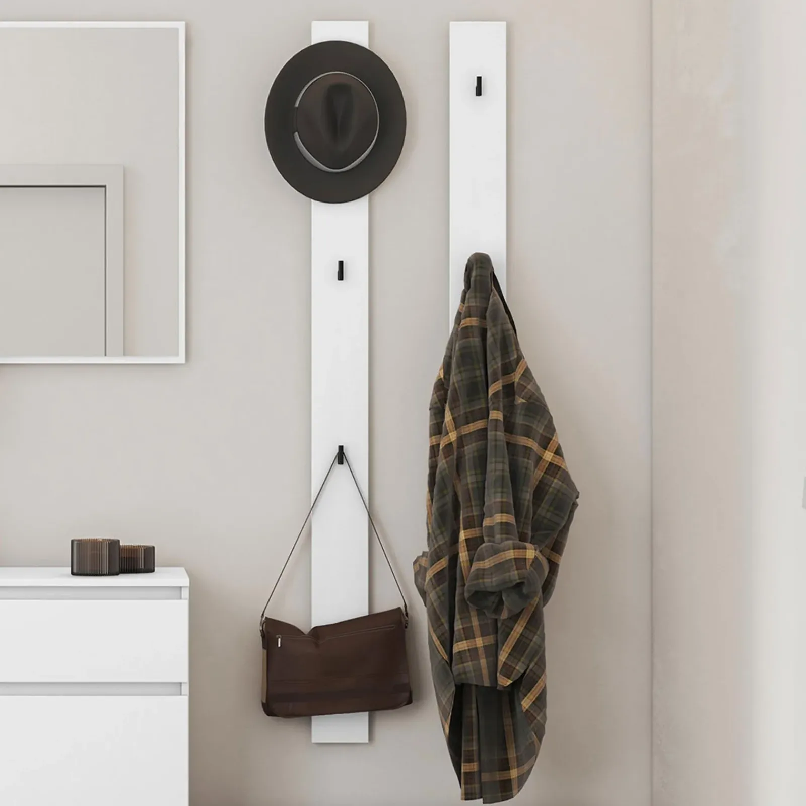 Garnero Arredamenti Appendiabiti E Attaccapanni|Appendiabiti E Attaccapanni-Appendiabiti da parete 13x163h cm bianco Accent Bianco Opaco