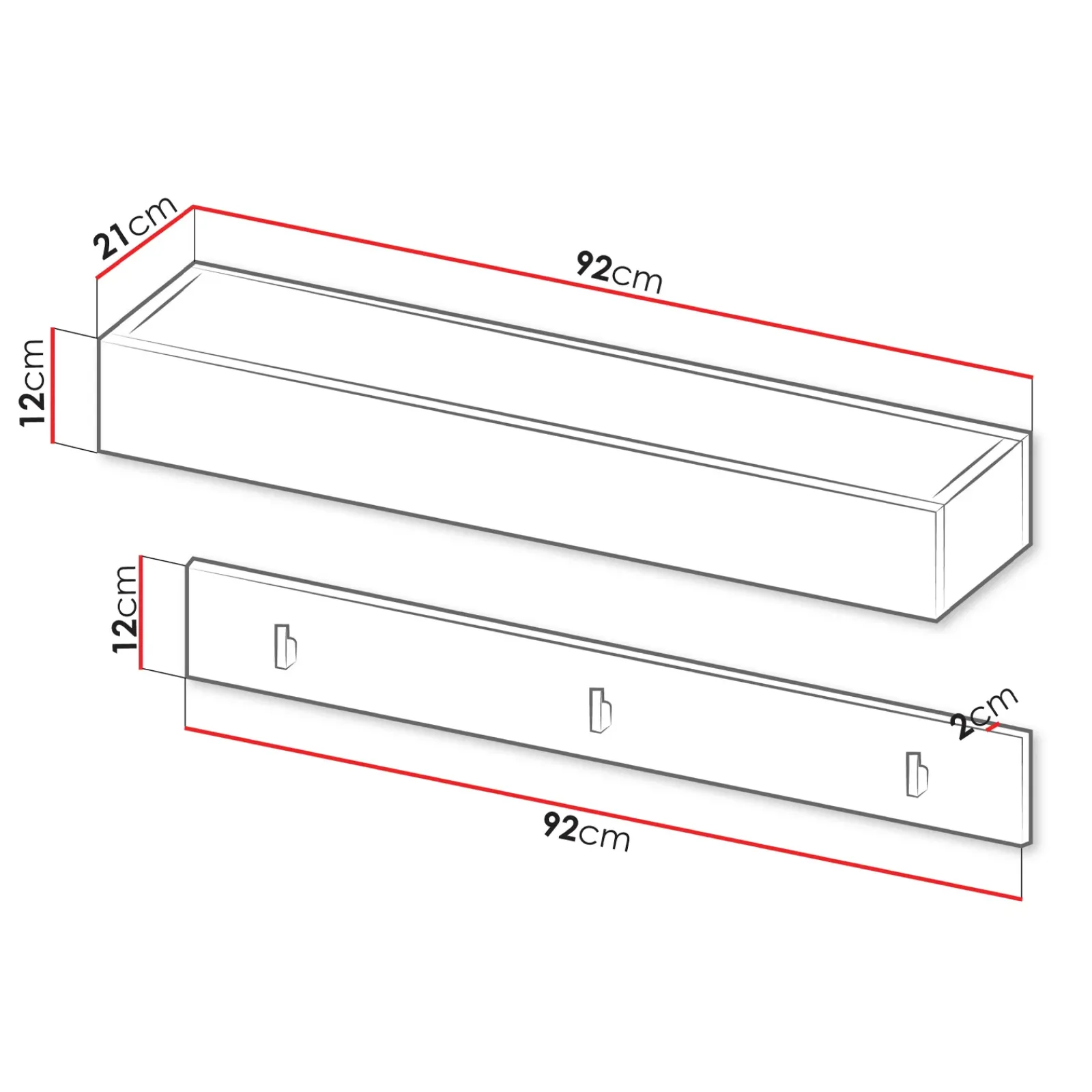 Garnero Arredamenti Appendiabiti E Attaccapanni|Appendiabiti E Attaccapanni-Appendiabiti da parete 92x12h cm Accent Grigio