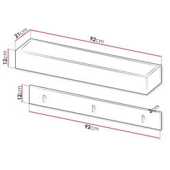 Garnero Arredamenti Appendiabiti E Attaccapanni|Appendiabiti E Attaccapanni-Appendiabiti da parete 92x12h cm bianco Accent Bianco Opaco