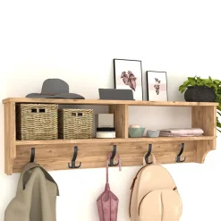 Garnero Arredamenti Appendiabiti E Attaccapanni|Appendiabiti E Attaccapanni-Appendiabiti da parete 120x37h cm con vani Fionia Rovere