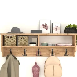 Garnero Arredamenti Appendiabiti E Attaccapanni|Appendiabiti E Attaccapanni-Appendiabiti da parete 120x37h cm con vani Fionia Rovere