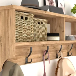 Garnero Arredamenti Appendiabiti E Attaccapanni|Appendiabiti E Attaccapanni-Appendiabiti da parete 120x37h cm con vani Fionia Rovere