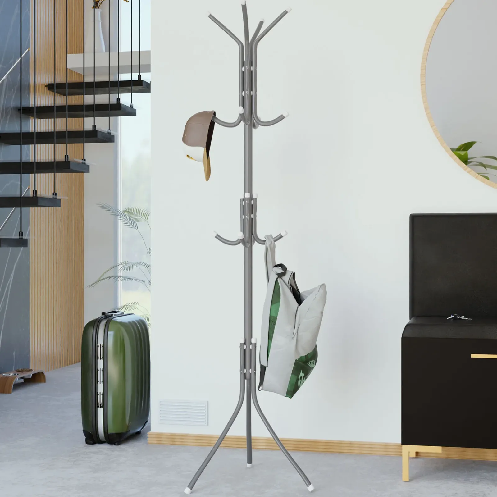 Garnero Arredamenti Appendiabiti E Attaccapanni|Appendiabiti E Attaccapanni-Appendiabiti da terra 35xh175 cm design moderno Elena Grigio