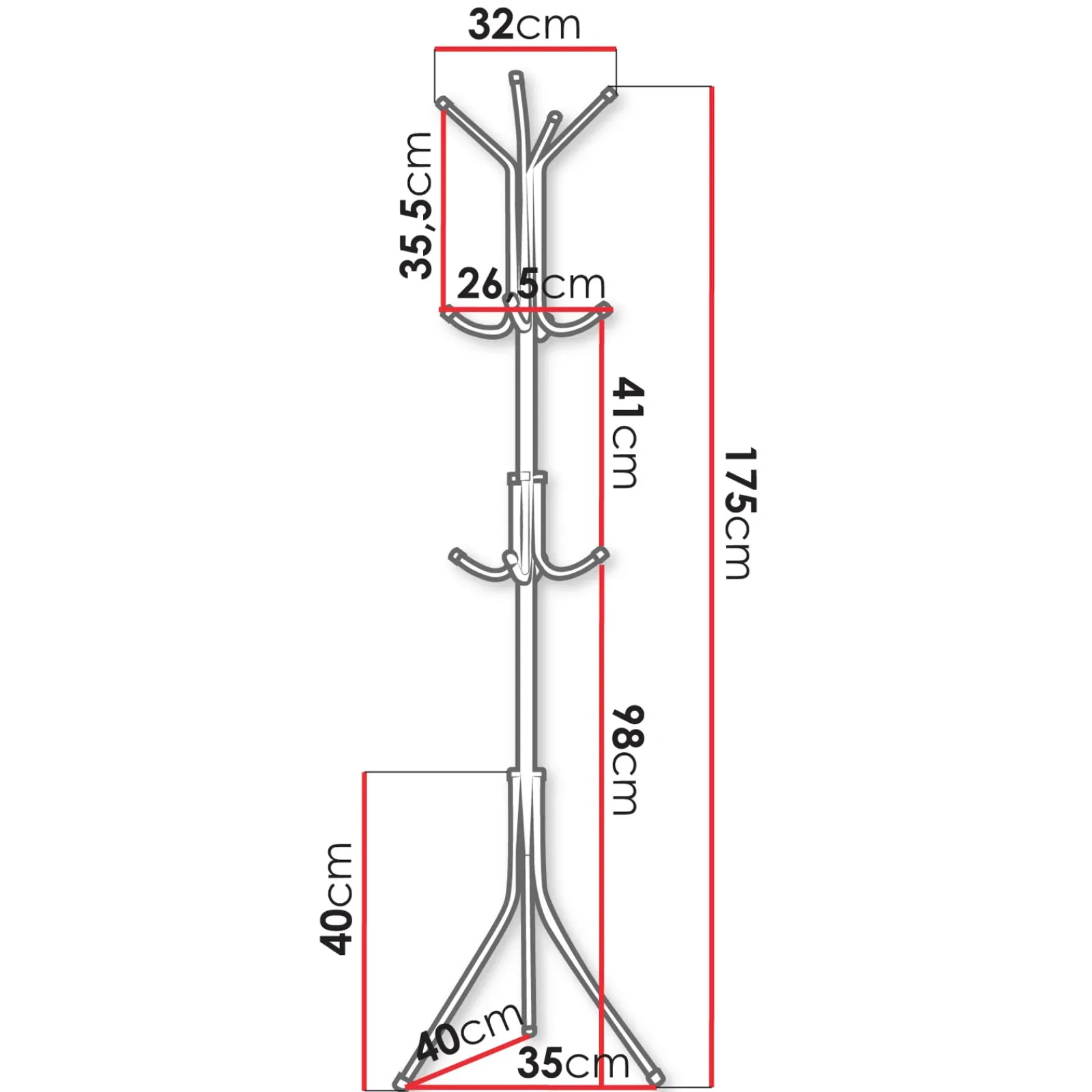 Garnero Arredamenti Appendiabiti E Attaccapanni|Appendiabiti E Attaccapanni-Appendiabiti da terra 35xh175 cm design moderno Elena Grigio