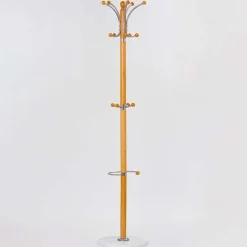 Garnero Arredamenti Appendiabiti E Attaccapanni|Appendiabiti E Attaccapanni-Appendiabiti Ø38x185h cm moderno ontano effetto marmo bianco Lulu Marmo bianco - Rovere