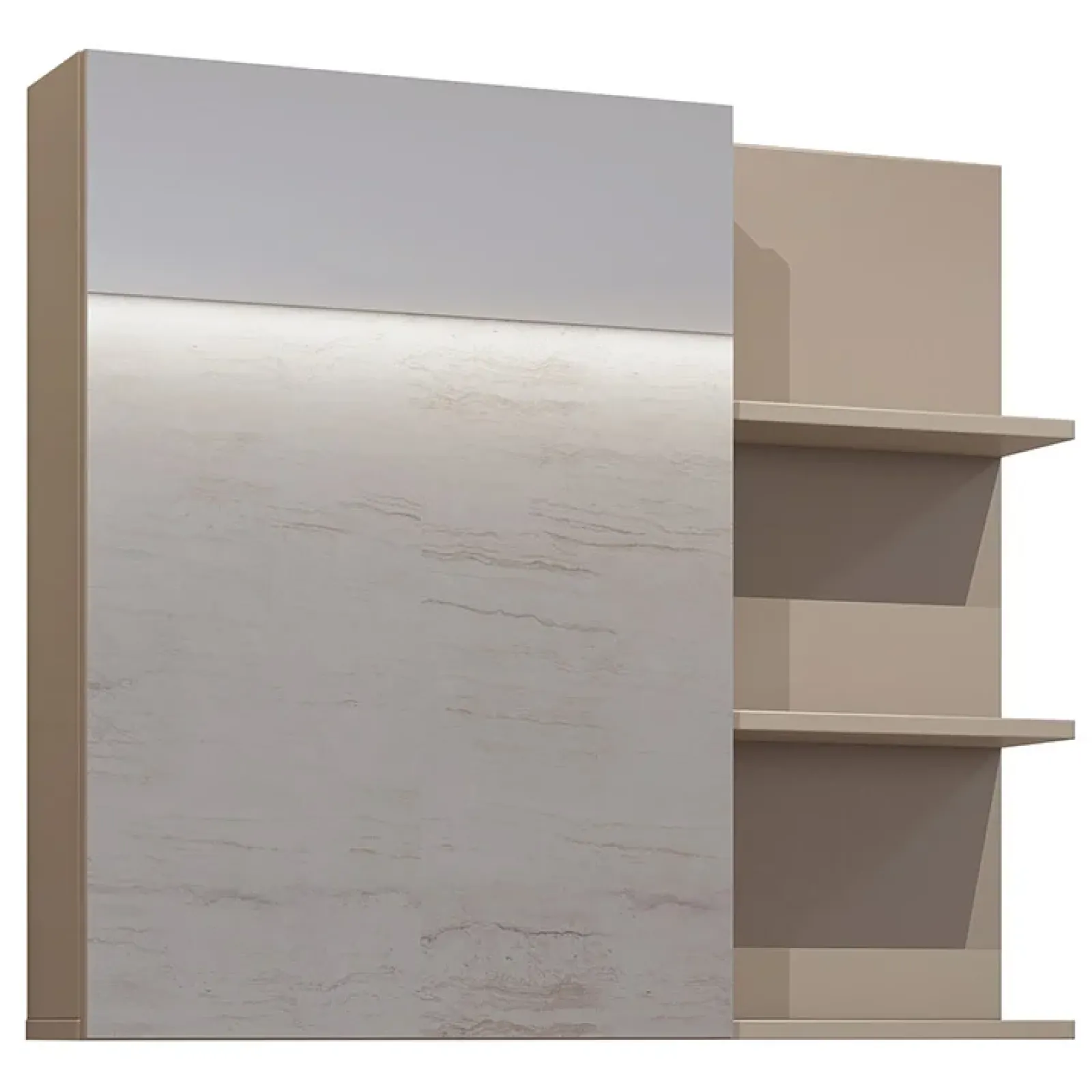 Garnero Arredamenti Specchi|Specchi-Armadietto bagno con specchio 78x71h cm 1 anta 3 mensole Linda Tortora