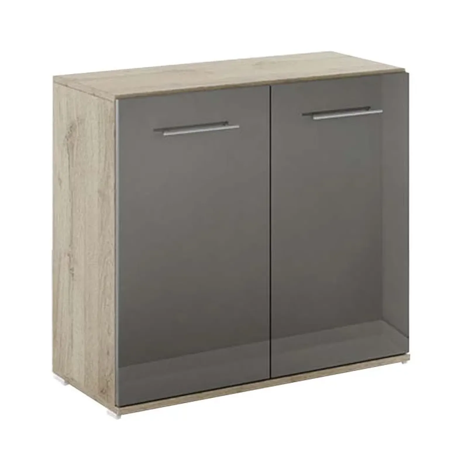 Garnero Arredamenti Cassettiere Ufficio|Cassettiera-Armadietto ufficio 80x72h cm 2 ante rovere antracite lucido Time A Rovere - Antracite