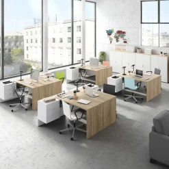 Garnero Arredamenti Armadi Ufficio-Armadietto ufficio 80x119h cm 2 ante rovere bianco opaco Work