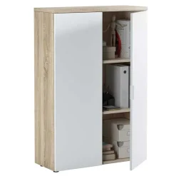 Garnero Arredamenti Armadi Ufficio-Armadietto ufficio 80x119h cm 2 ante rovere bianco opaco Work