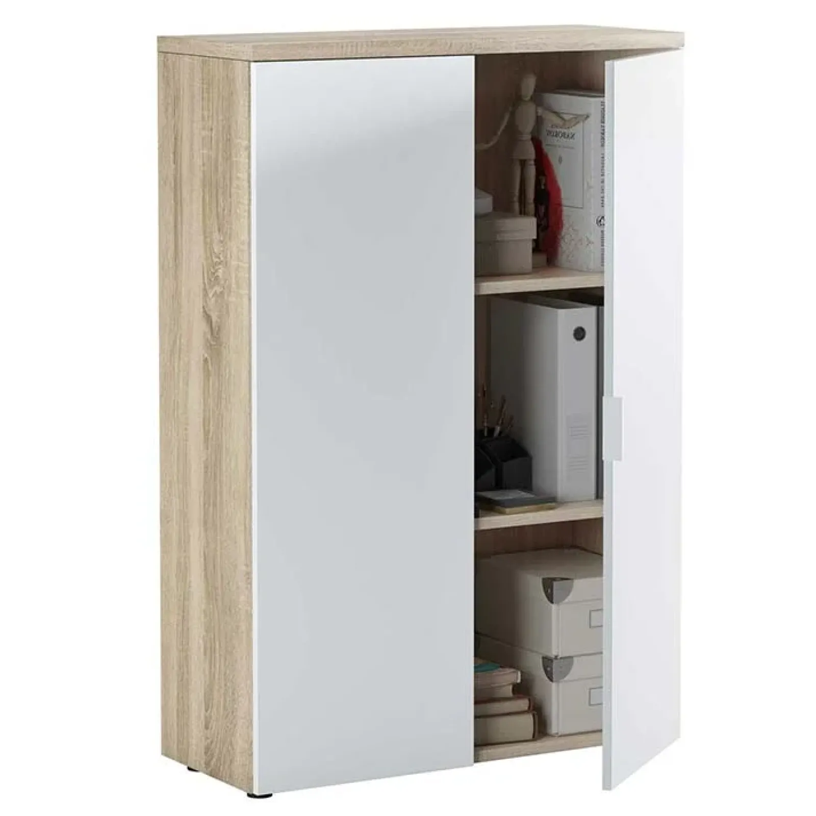 Garnero Arredamenti Armadi Ufficio-Armadietto ufficio 80x119h cm 2 ante rovere bianco opaco Work