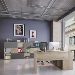 Garnero Arredamenti Armadi Ufficio-Armadietto ufficio 120x106h cm rovere antracite lucido Time V