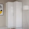Garnero Arredamenti Armadio Ante Battenti|Guardaroba-Armadio ad angolo 109x217h cm 2 ante bianco opaco e lucido Naper