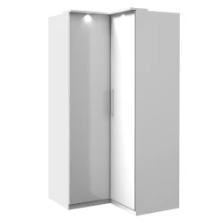 Garnero Arredamenti Armadio Ante Battenti|Guardaroba-Armadio ad angolo 109x217h cm 2 ante bianco opaco e lucido Naper