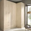 Garnero Arredamenti Armadio Ante Battenti|Guardaroba-Armadio angolare 174x184h cm con ante e cassetti legno rovere Juan