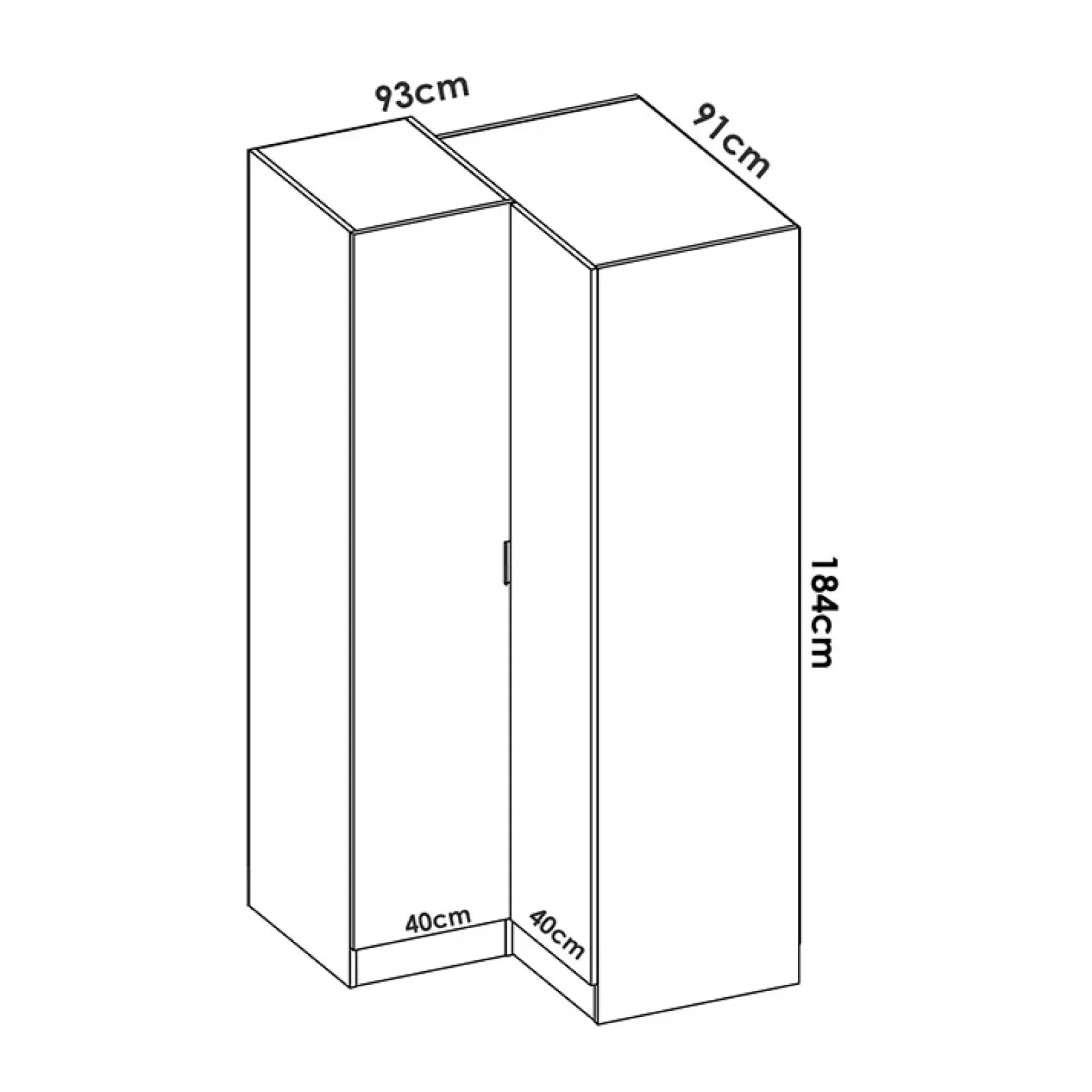 Garnero Arredamenti Armadio Ante Battenti|Guardaroba-Armadio angolare 174x184h cm con ante e cassetti legno rovere Juan