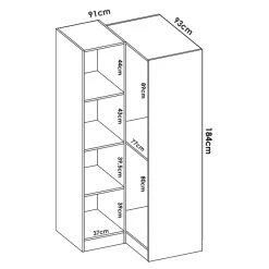Garnero Arredamenti Armadio Ante Battenti|Guardaroba-Armadio angolare 174x184h cm con ante e cassetti legno rovere Juan