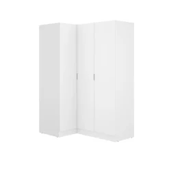 Garnero Arredamenti Armadio Ante Battenti|Guardaroba-Armadio angolare 133x184h cm con barra appendiabiti legno bianco Juan