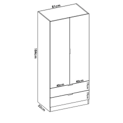 Garnero Arredamenti Armadio Ante Battenti|Guardaroba-Armadio angolare 133x184h cm con barra appendiabiti legno bianco Juan