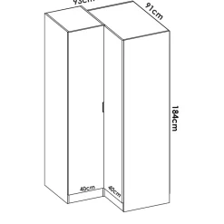 Garnero Arredamenti Armadio Ante Battenti|Guardaroba-Armadio angolare 133x184h cm con barra appendiabiti legno bianco Juan