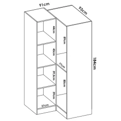 Garnero Arredamenti Armadio Ante Battenti|Guardaroba-Armadio angolare 133x184h cm con barra appendiabiti legno bianco Juan