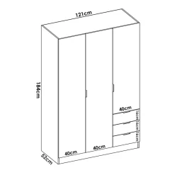 Garnero Arredamenti Armadio Ante Battenti|Guardaroba-Armadio angolare 214x184h cm con ante e cassetti legno rovere Juan