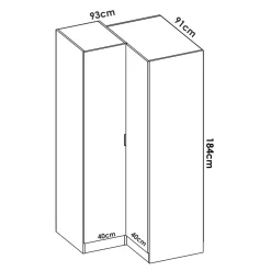 Garnero Arredamenti Armadio Ante Battenti|Guardaroba-Armadio angolare 214x184h cm con ante e cassetti legno rovere Juan