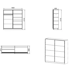 Garnero Arredamenti Armadio Ante Scorrevoli-Armadio ante scorrevoli Arturo 180 cm quercia