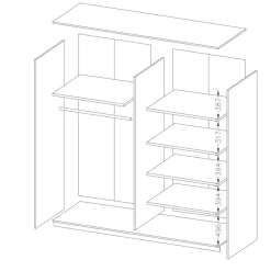 Garnero Arredamenti Armadio Ante A Specchio|Armadio Ante Scorrevoli-Armadio con specchio 221x210h cm 2 ante scorrevoli rovere scuro Lisbona Gihome®