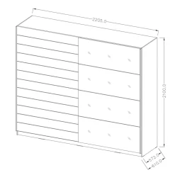 Garnero Arredamenti Armadio Ante A Specchio|Armadio Ante Scorrevoli-Armadio con specchio 221x210h cm 2 ante scorrevoli rovere scuro Lisbona Gihome®