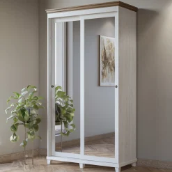 Garnero Arredamenti Armadi E Madie Ingresso|Mobili Ingresso-Armadio ingresso 120X216h cm 2 ante specchio bianco rovere Texel