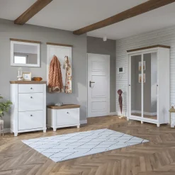 Garnero Arredamenti Armadi E Madie Ingresso|Mobili Ingresso-Armadio ingresso 120X216h cm 2 ante specchio bianco rovere Texel