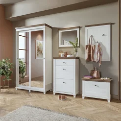 Garnero Arredamenti Armadi E Madie Ingresso|Mobili Ingresso-Armadio ingresso 120X216h cm 2 ante specchio bianco rovere Texel