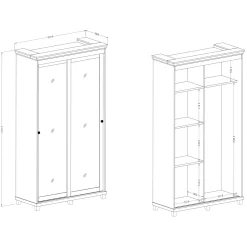 Garnero Arredamenti Armadi E Madie Ingresso|Mobili Ingresso-Armadio ingresso 120X216h cm 2 ante specchio bianco rovere Texel