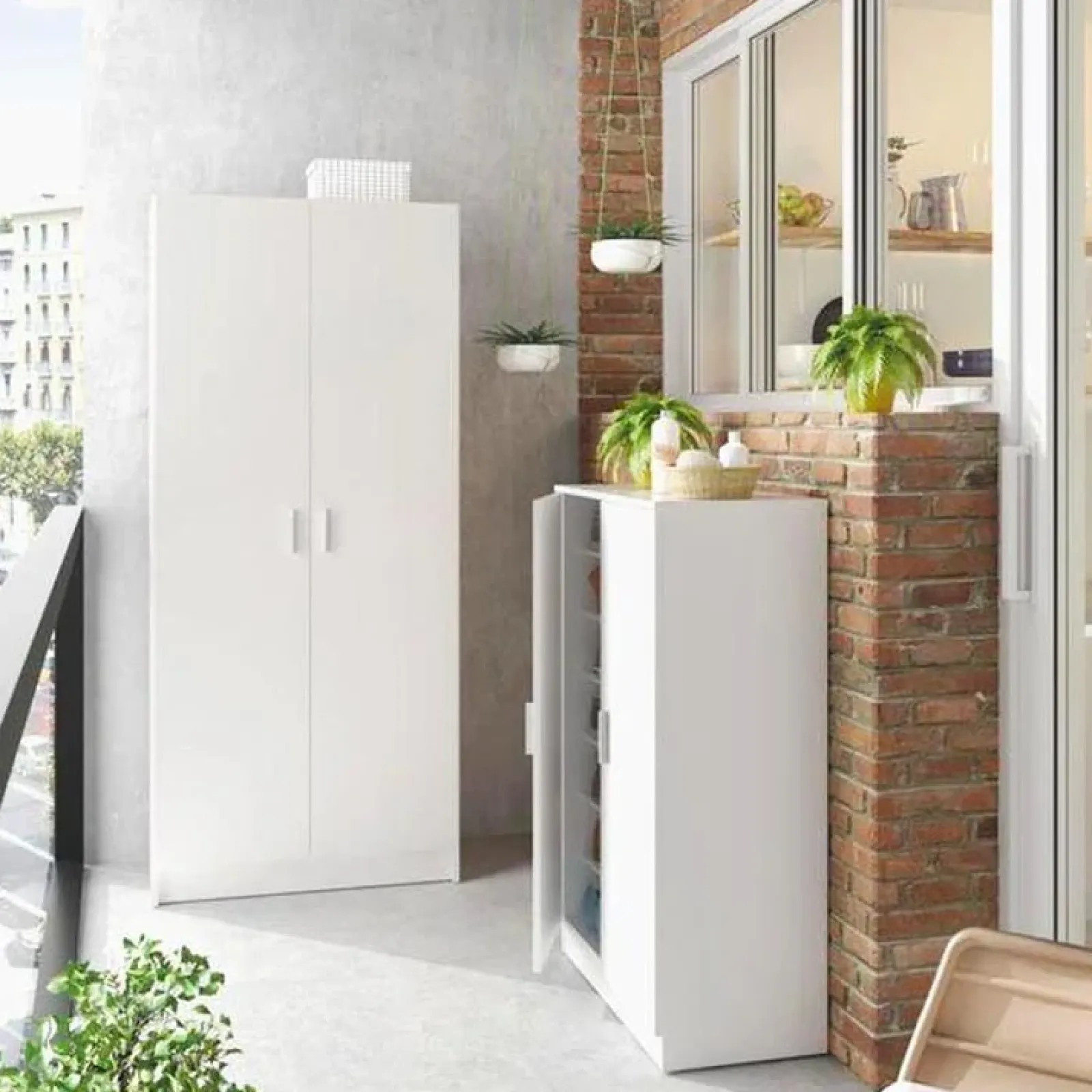 Garnero Arredamenti Armadi E Madie Ingresso|Armadio Ante Battenti-Armadio ingresso 73x180h cm 2 ante battenti multiuso bianco opaco Corie