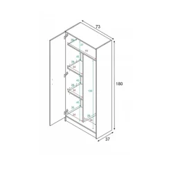 Garnero Arredamenti Armadi E Madie Ingresso|Armadio Ante Battenti-Armadio ingresso 73x180h cm 2 ante battenti multiuso bianco opaco Corie