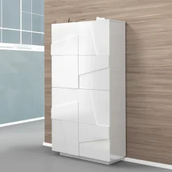 Garnero Arredamenti Scarpiere E Cassepanche|Scarpiere-Armadio scarpiera 80x168h cm 4 ante Zenzero Bianco Lucido