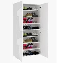 Garnero Arredamenti Scarpiere E Cassepanche|Scarpiere-Armadio scarpiera 80x168h cm 4 ante Zenzero Bianco Lucido