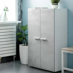 Garnero Arredamenti Scarpiere E Cassepanche|Scarpiere-Armadio scarpiera 55x108h cm 2 ante battente bianco opaco cemento Tom