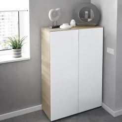 Garnero Arredamenti Scarpiere E Cassepanche|Scarpiere-Armadio scarpiera 72x103h cm 6 ripiani bianco opaco rovere Stil Gihome®