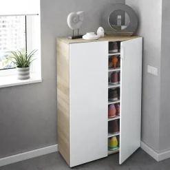 Garnero Arredamenti Scarpiere E Cassepanche|Scarpiere-Armadio scarpiera 72x103h cm 6 ripiani bianco opaco rovere Stil Gihome®