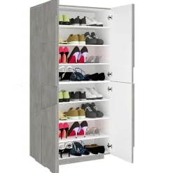 Garnero Arredamenti Scarpiere E Cassepanche|Scarpiere-Armadio scarpiera 80x168h cm 4 ante grigio Zenzero Cemento