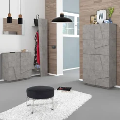 Garnero Arredamenti Scarpiere E Cassepanche|Scarpiere-Armadio scarpiera 80x168h cm 4 ante grigio Zenzero Cemento