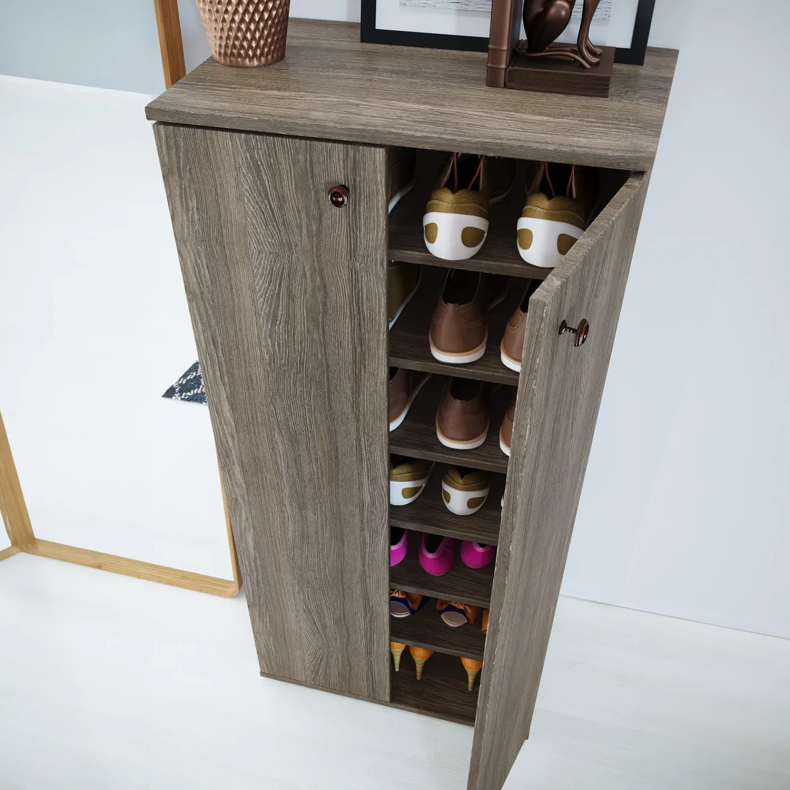 Garnero Arredamenti Scarpiere E Cassepanche|Scarpiere-Armadio scarpiera 55x119h cm 2 ante rovere moro Vertigo