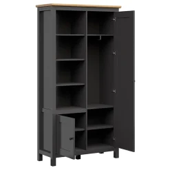 Garnero Arredamenti Armadi Soggiorno|Guardaroba-Armadio soggiorno 106x203h cm 4 vani giorno nero grafite rovere chiaro Holga