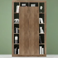 Garnero Arredamenti Armadi Soggiorno|Guardaroba-Armadio soggiorno 134x217h cm 2 ante moderna rovere scuro Trilogy Noce