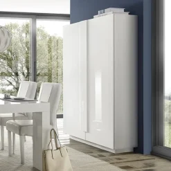 Garnero Arredamenti Armadi Soggiorno|Guardaroba-Armadio soggiorno 120x193h cm 2 ante moderno bianco laccato lucido Alvarez Bianco Lucido