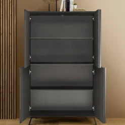 Garnero Arredamenti Armadi Soggiorno|Credenza Alta-Armadio soggiorno 104x174h cm 4 ante moderna Tosca Nero Frassinato