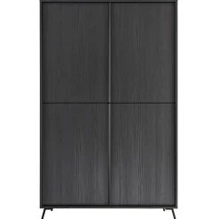 Garnero Arredamenti Armadi Soggiorno|Credenza Alta-Armadio soggiorno 104x174h cm 4 ante moderna Tosca Nero Frassinato