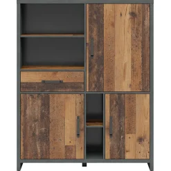 Garnero Arredamenti Armadi Soggiorno|Guardaroba-Armadio soggiorno 120x150h cm 3 ante stile soft rovere scuro nero Urbania