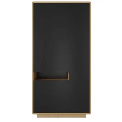 Garnero Arredamenti Armadi Soggiorno|Guardaroba-Armadio soggiorno 92x181h cm 3 ante moderno nero opaco rovere Esmond